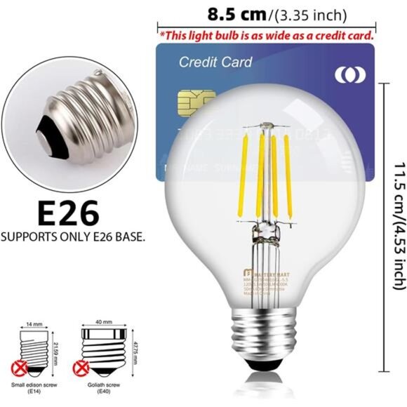 G25 Globe Light Bulbs Dimmable, E26 Base [60W Equivalent], 2700K Soft White - Picture 2 of 7